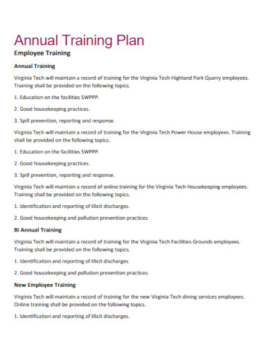 annual employee training plan