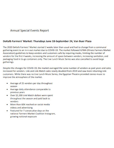 annual special events report