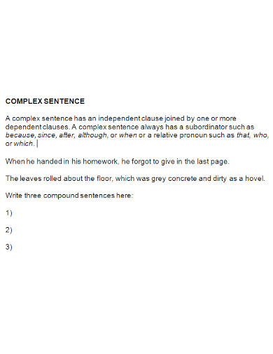 basic complex sentence example