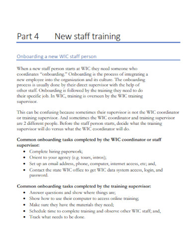 basic new staff training plan