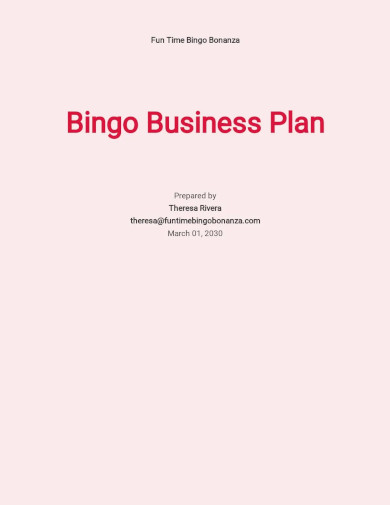 bingo business plan template
