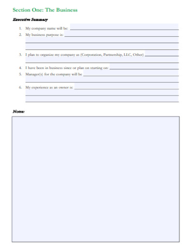 blank business plan template