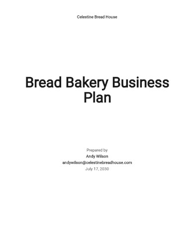 bread bakery business plan template