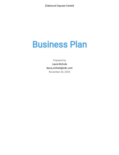 child care business plan template