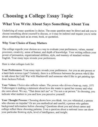 choosing a college essay topic
