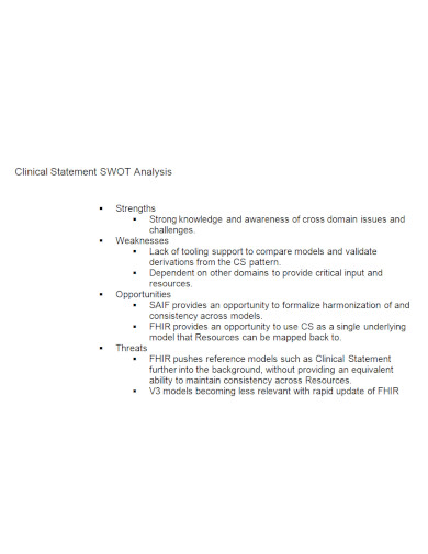 clinical statement swot analysis