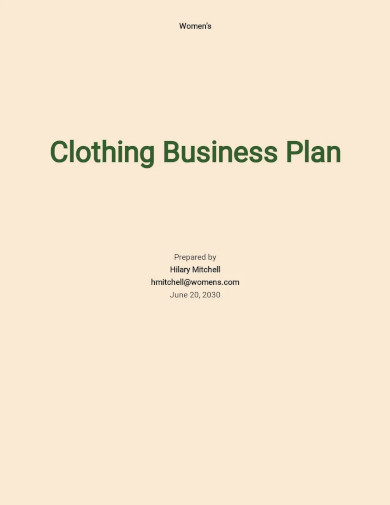 clothing business plan template