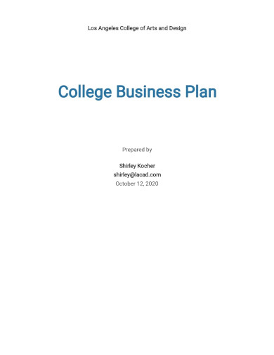 college business plan template