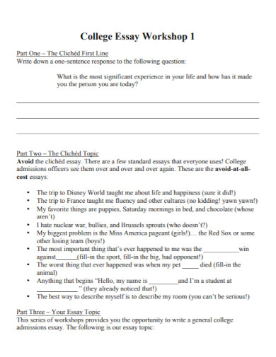 college essay workshop in pdf