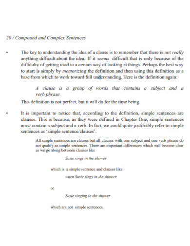 complex sentences in pdf template