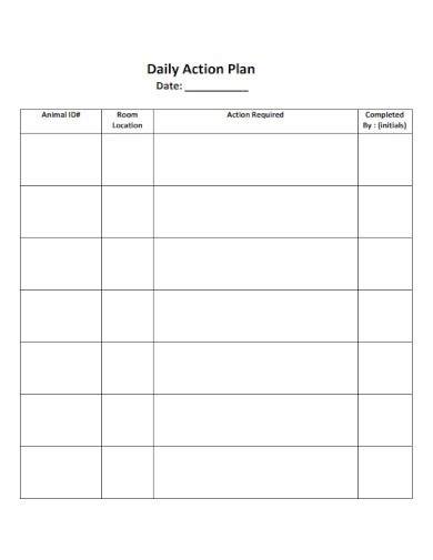 daily action plan sheet