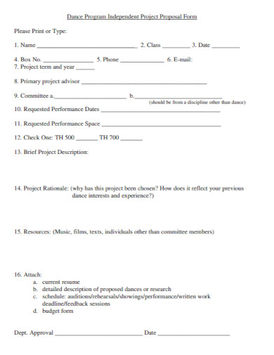 dance proposal form
