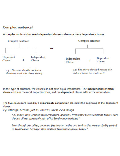 dependent and independent complex sentences