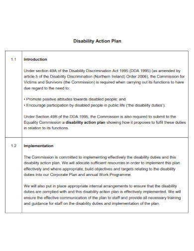 draft disability action plan