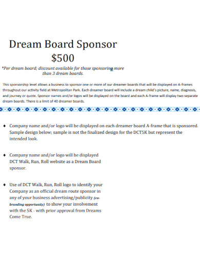 dream board sponsor