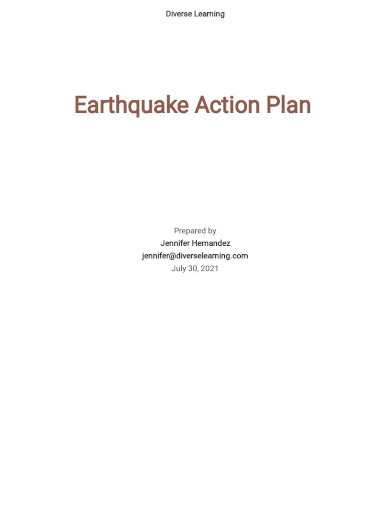 earthquake action plan template