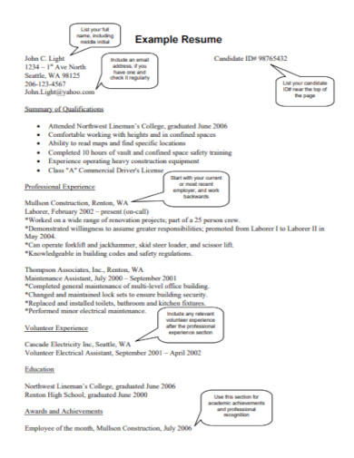 example of resume summary