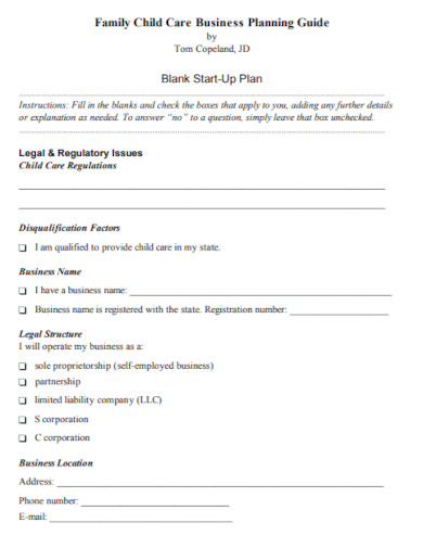 family child care business plan