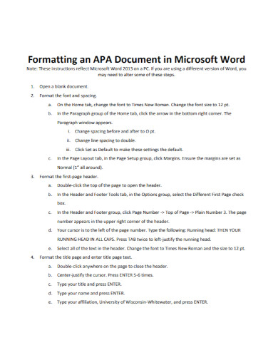formatting an apa document
