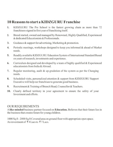 franchise proposal in pdf
