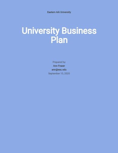 free blank university business plan template