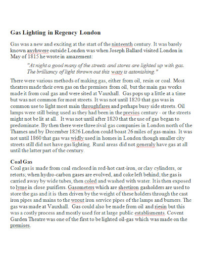 gas lighting in regency london