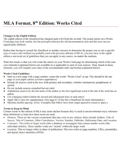 mla format 8th edition