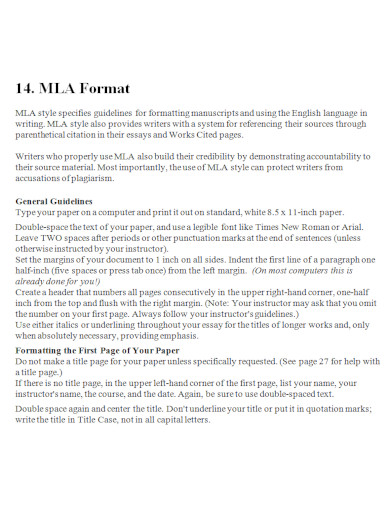 mla format template example
