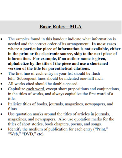mla format with rules