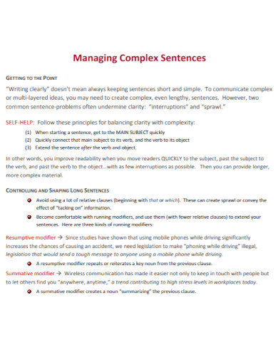 managing complex sentences