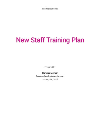 new staff training plan template