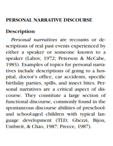 personal narrative disclosure