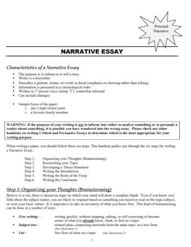 personal narrative essay example