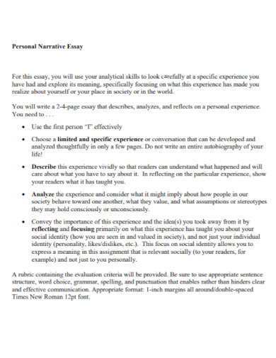 personal narrative essay in pdf