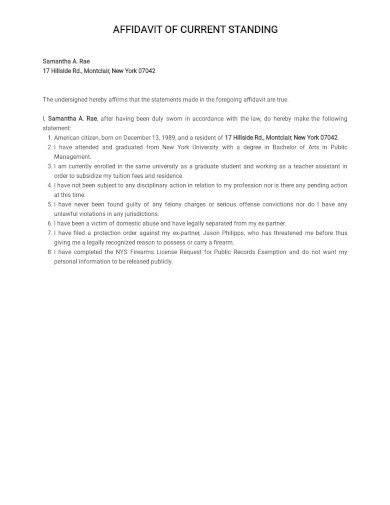 Personal Statement Affidavit Template