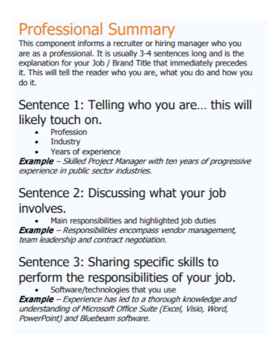 resume professional summary