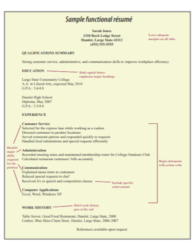 resume summary example in pdf