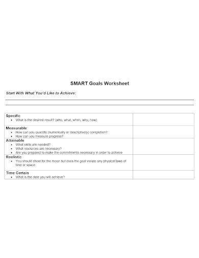 smart goals worksheet in doc