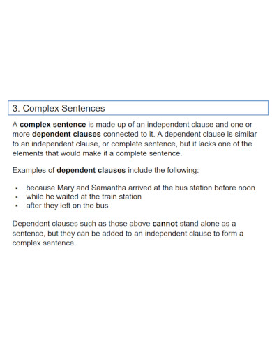 sample complex sentences
