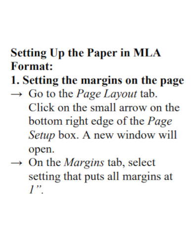 setting up the paper in mla format