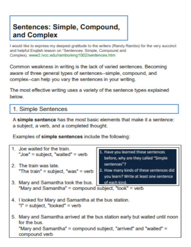 simple compound and complex sentences