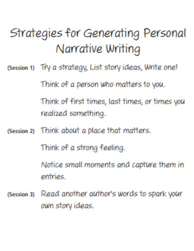 strategies for generating personal narrative