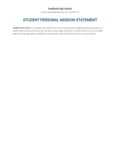 student personal mission statement template