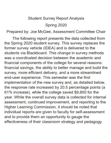 student survey report analysis