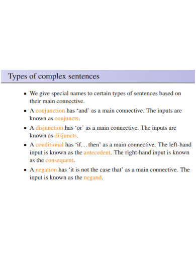 types of complex sentences 