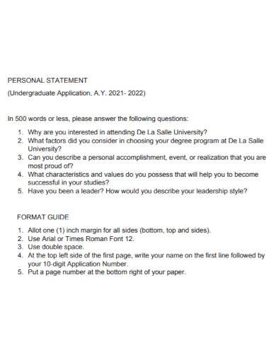 undergraduate personal statement