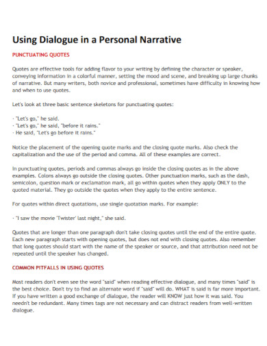 using dialogue in a personal narrative