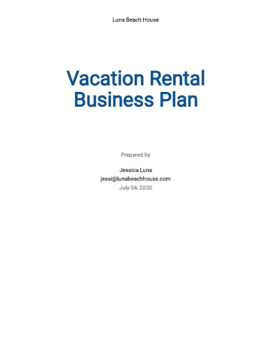 vacation rental business plan template