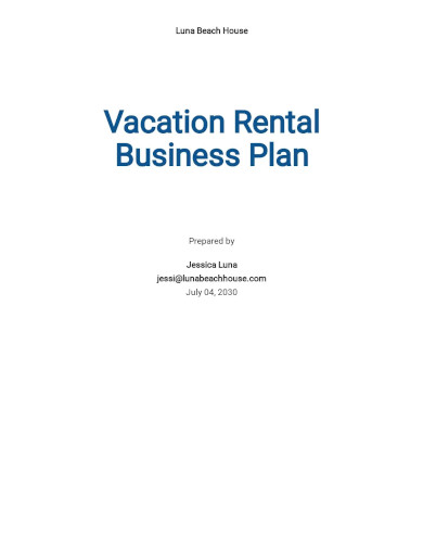 holiday home rental business plan