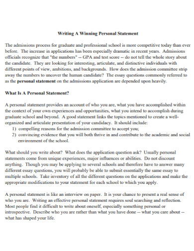 winning personal statement in pdf